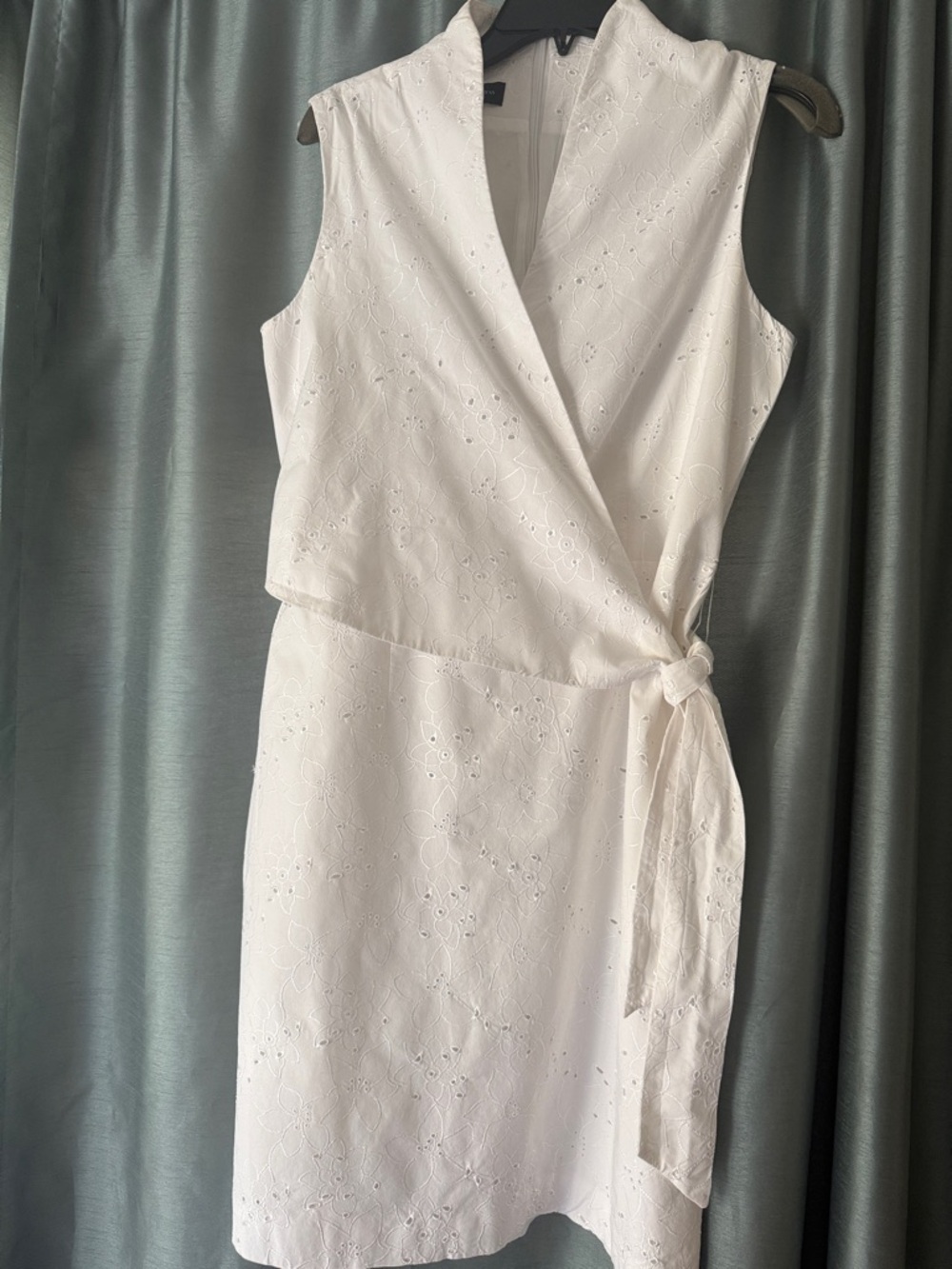 Jones New York White Eyelet Wrap Mini Dress with Side Tie